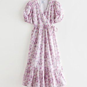 & Other Stories Puff Sleeve Midi Dress - Size 6 (Runs Small)